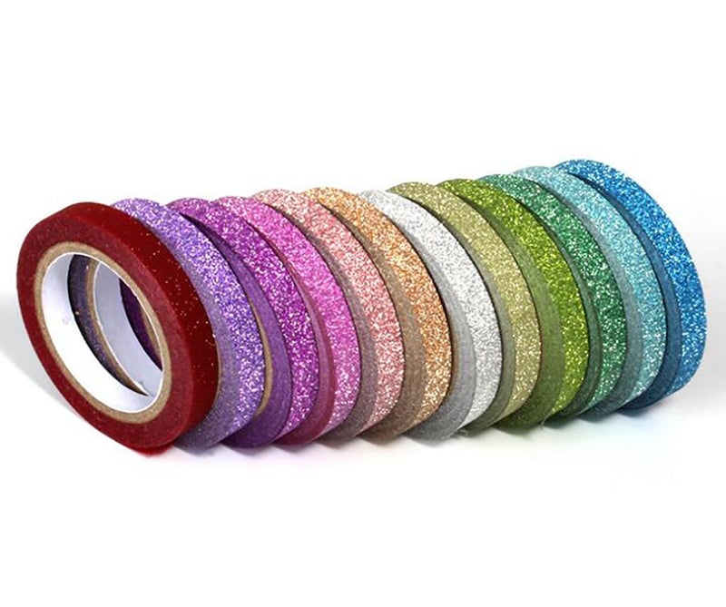Fodattm 24 Roll 12 Colors 5mm Glitter Crafting Tape Paper Washi Tapes Masking Tape Art Tapes - Image 4